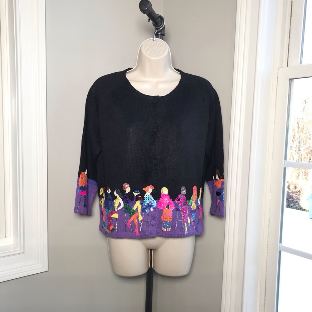 Vintage Michael Simon Girls Night Out Cardigan Sweater ~ Women’s Small  NWT!